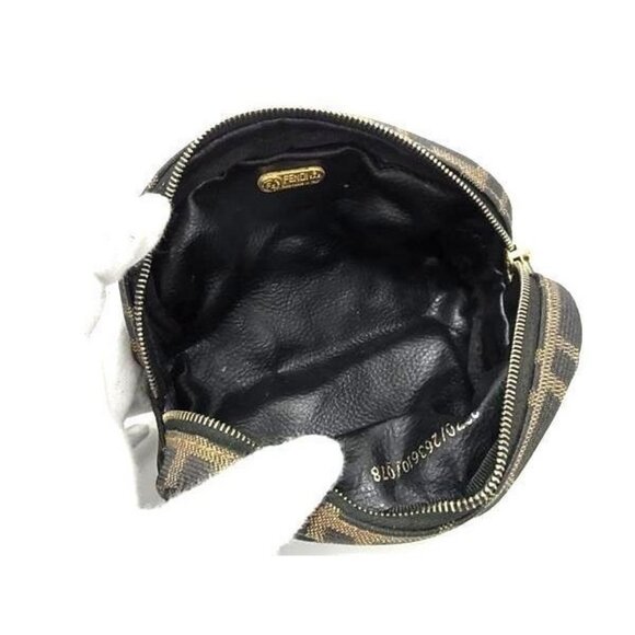 Authentic Fendi FF Vintage Zucca Canvas Mini Bag Small Pouch Cosmetic Bag Tan - Picture 3 of 4